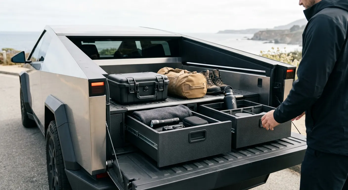 Cybertruck Bed Storage: Dividers, MOLLE, and Cargo Nets