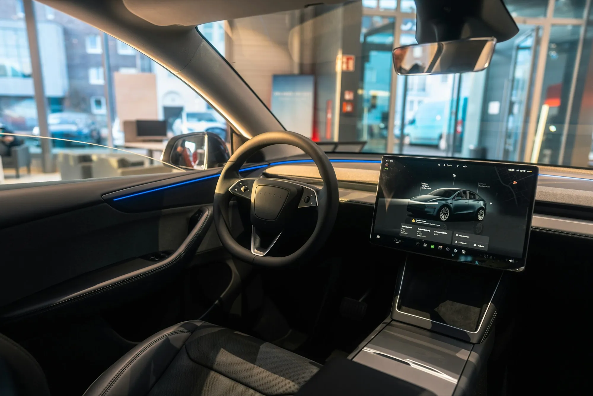 Tesla Model Y cabin and center touchscreen